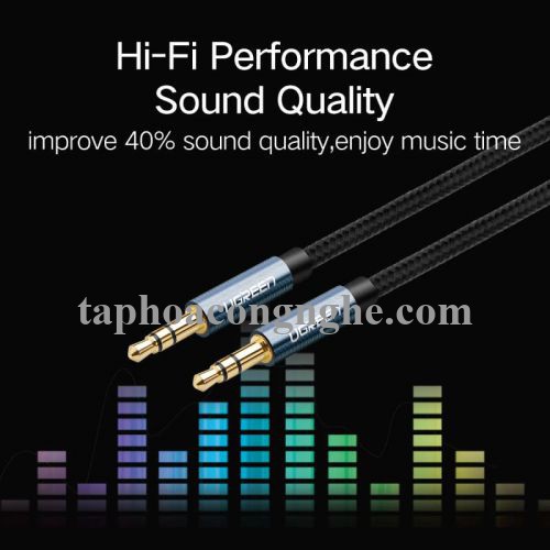 Ugreen 10689 5M màu Xanh Cáp âm thanh 2 đầu 3.5mm dương AV112 30010689